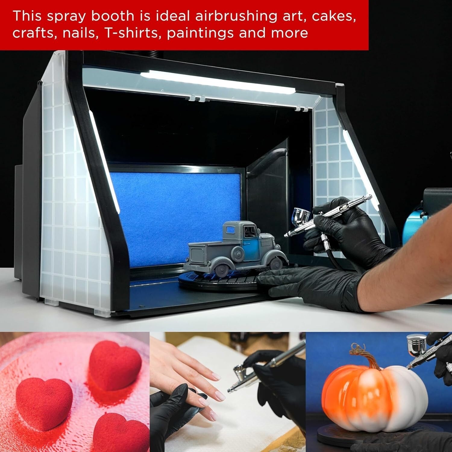 Portable Airbrush Paint Booth with Powerful Extraction & Built-in LED Lighting