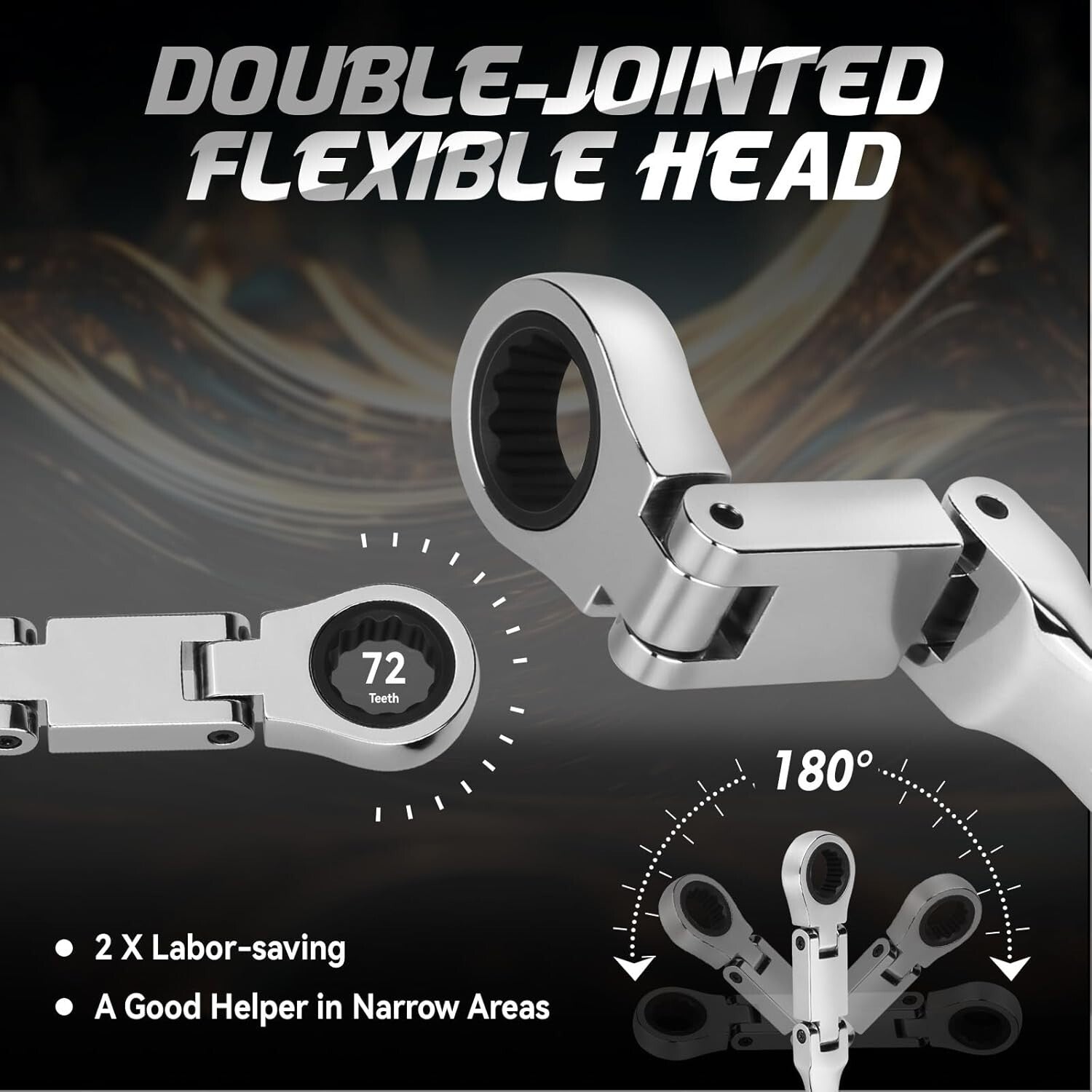 Versatile Chrome Vanadium Ratcheting Wrench Set - 25 PCS with Double Joints