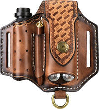 Load image into Gallery viewer, Genuine Leather EDC Tool Organizer with 3 Pockets - Perfect for Everyday Carry