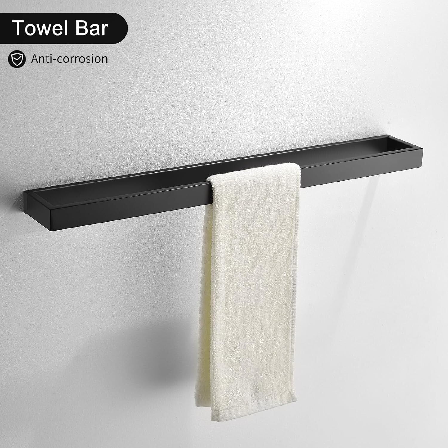 Chic 4-Piece Bathroom Towel Bar Set in Matte Black – Easy Screw-In Installation