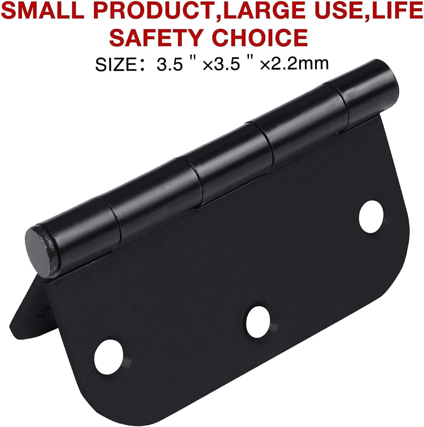 Durable Matte Black 3.5" Door Hinges - 5/8 Radius - 42 Pack with Screws Included