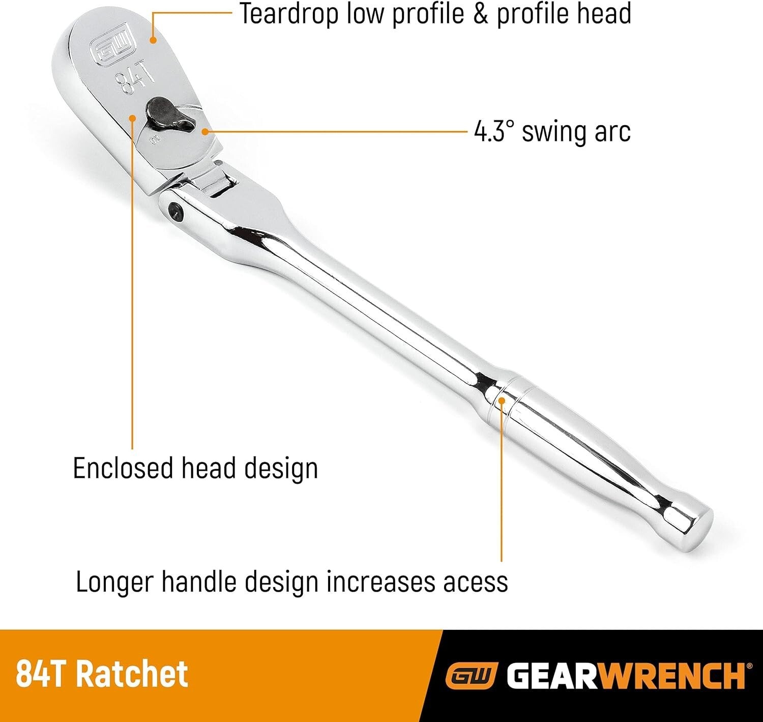 2-Piece Flex Head Ratchet Set with 84 Tooth Mechanism - Professional Quality
