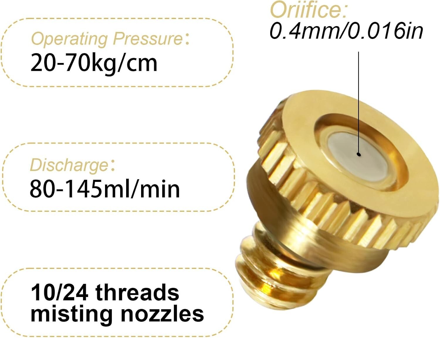 Easy Install Brass Misting Nozzles Set - 0.4mm Thread for Efficient Irrigation