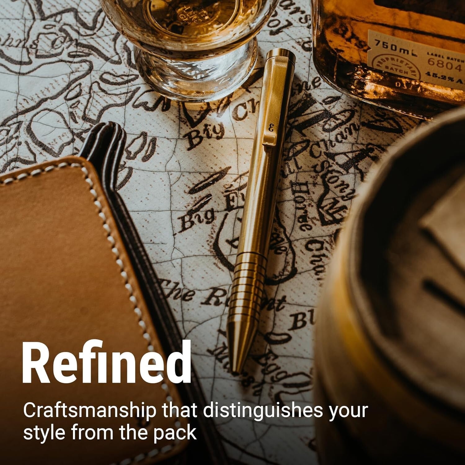 Compact Brass EDC Twist Pen with Refillable Cartridge - Sophisticated Design