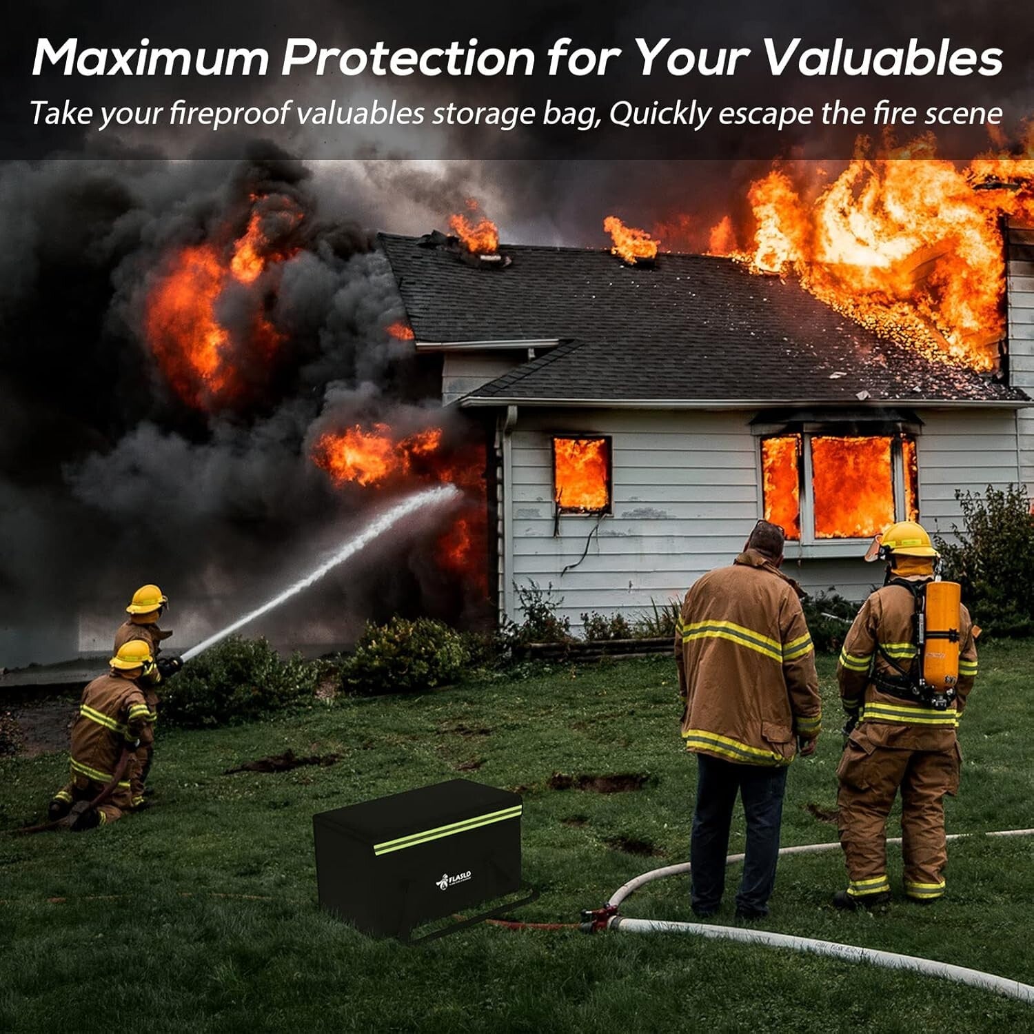 Waterproof Fireproof Document Storage Bag with Adjustable Strap - Large Size