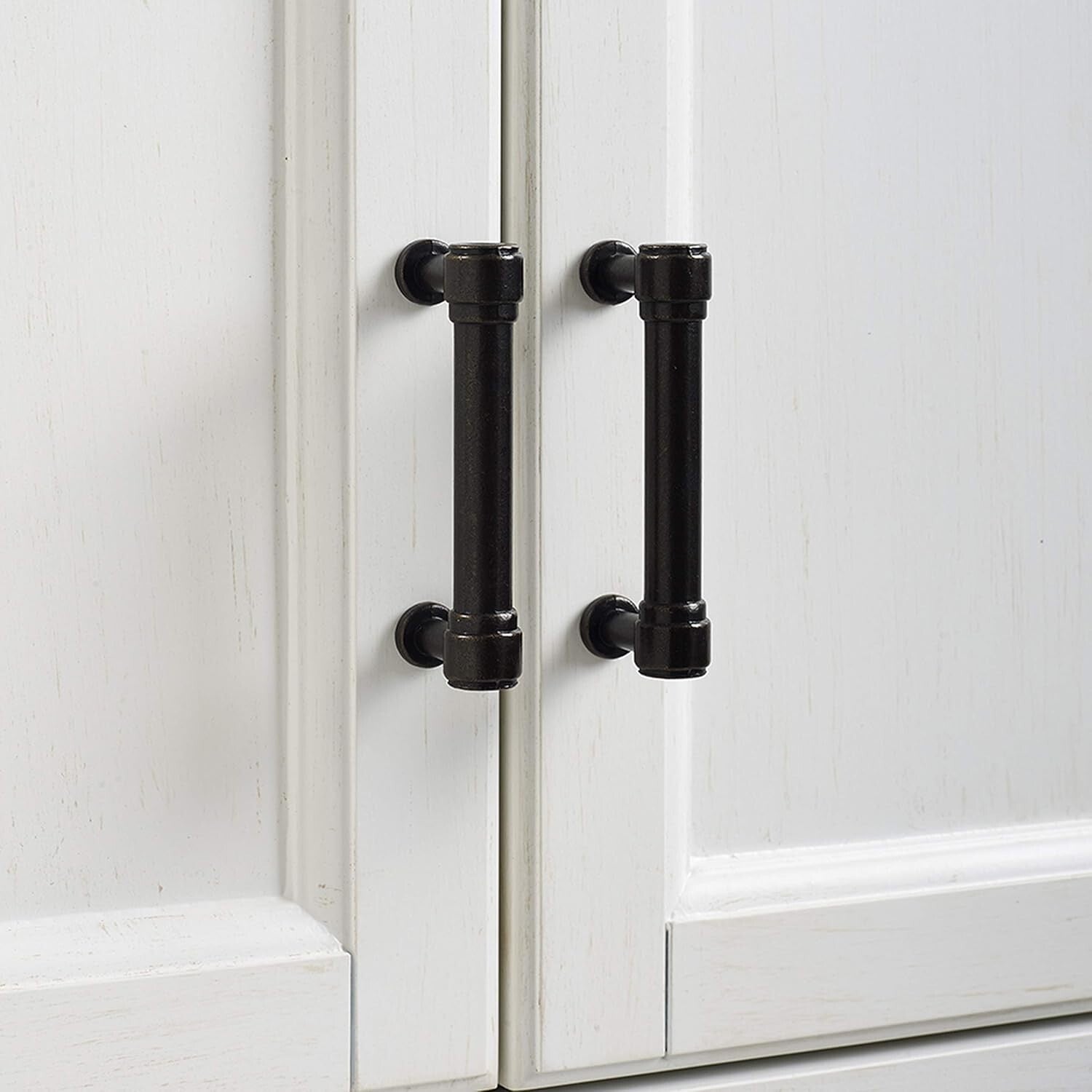 Charming 2-Piece Pantry Storage Duo with Adjustable Shelves in Distressed White