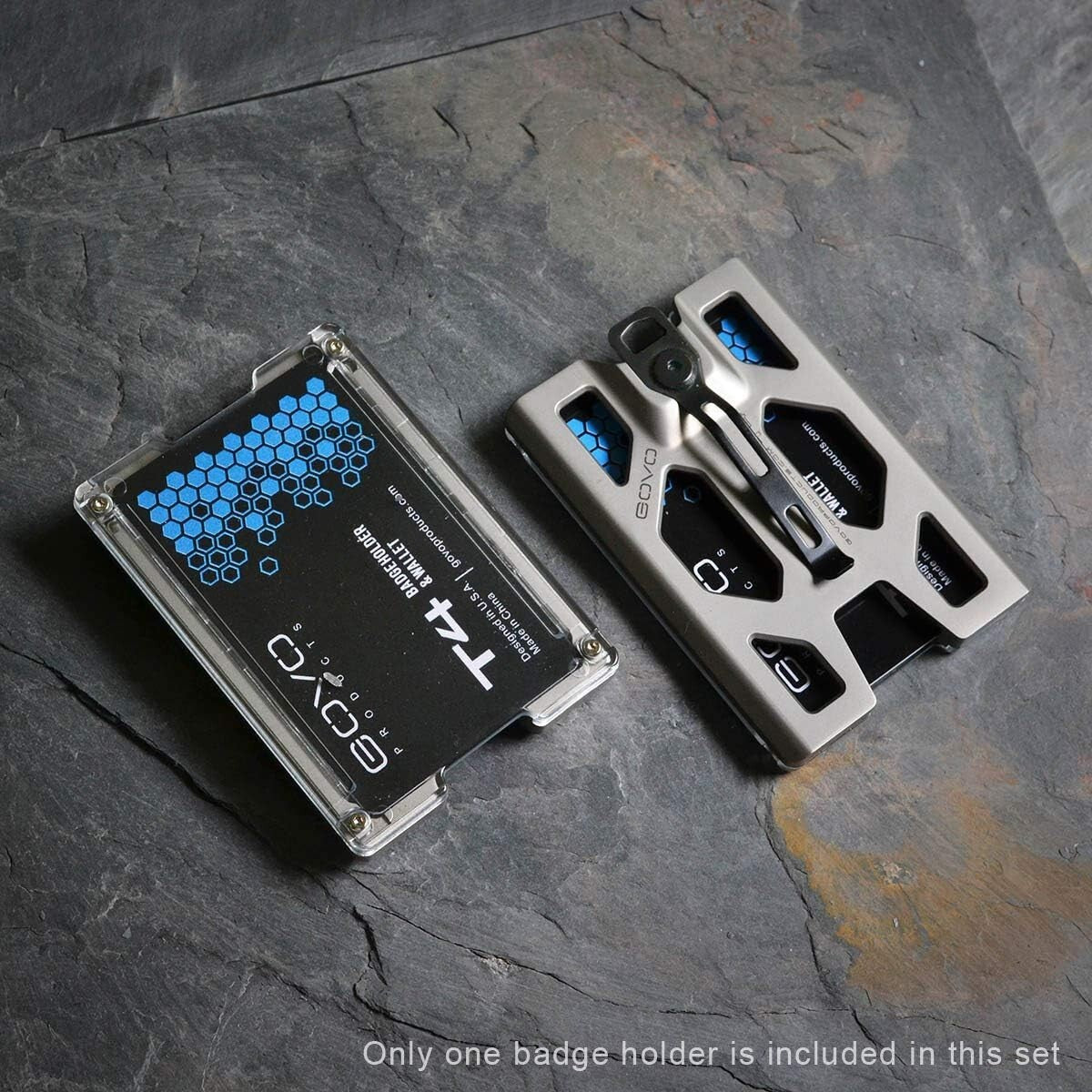 Water-Resistant Titanium ID Card Holder with Spring-Loaded 4 Card Capacity Clip