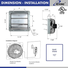 Load image into Gallery viewer, High Efficiency 960 CFM Wall Mounted Exhaust Fan with Thermostat &amp; Speed Control