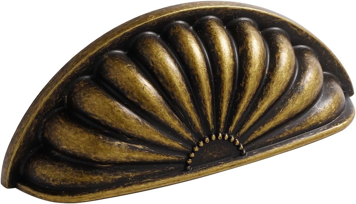 Elegant Antique Brass Cabinet Pulls - 10 Pack Flower Petal Design for All Spaces