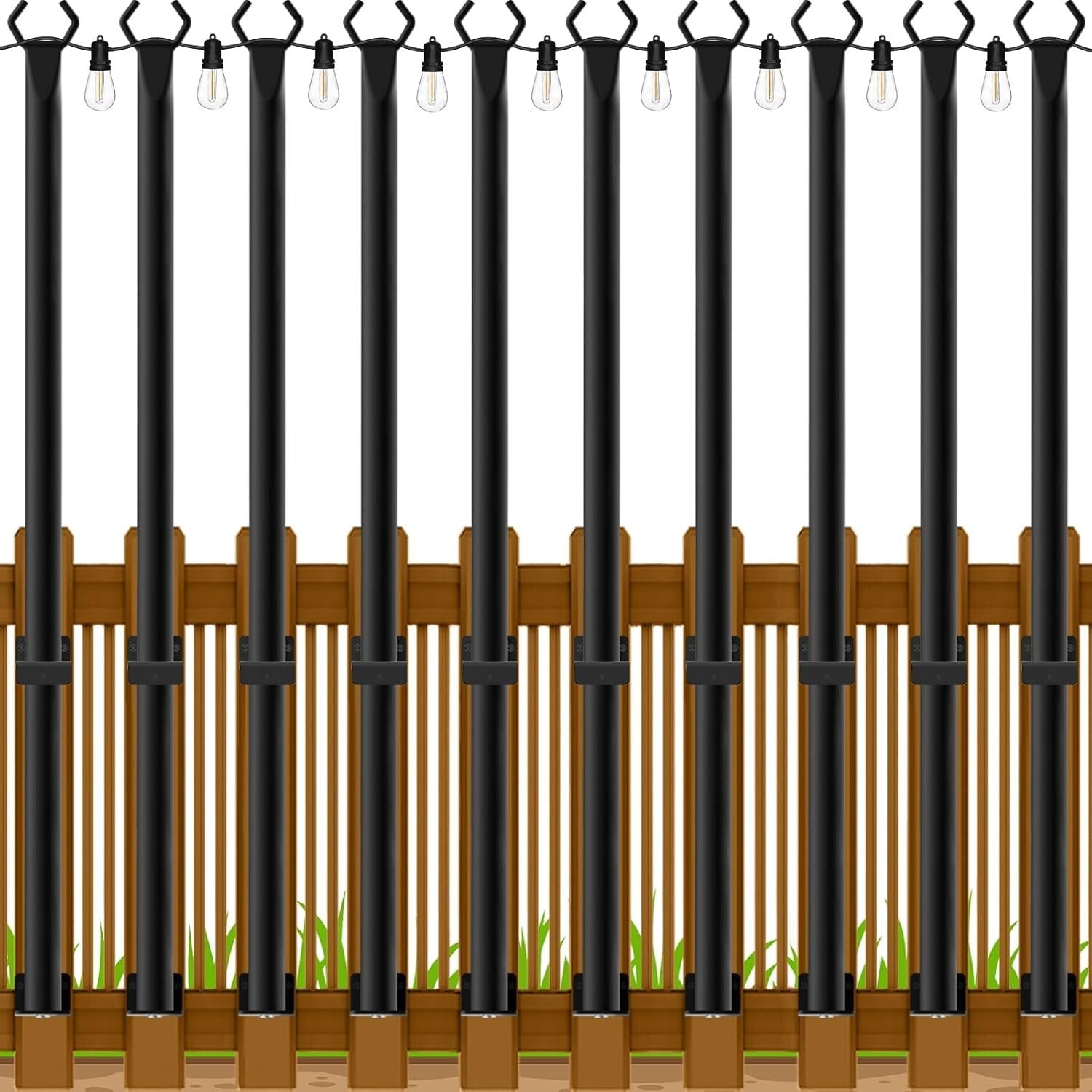 Waterproof 5Ft String Light Poles - Ideal for Christmas and Halloween Decor