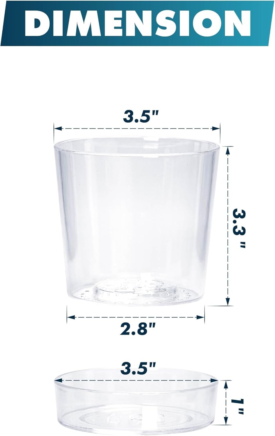 Modern 3.5 Inch Clear Acrylic Pot with Tray - Ideal for Herbs and Succulents