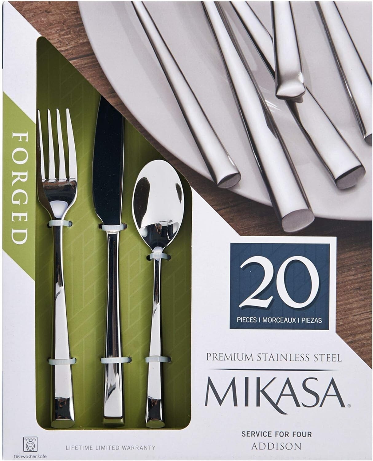 Sophisticated 20-Piece Addison Flatware Collection - Stain Resistant Silverware