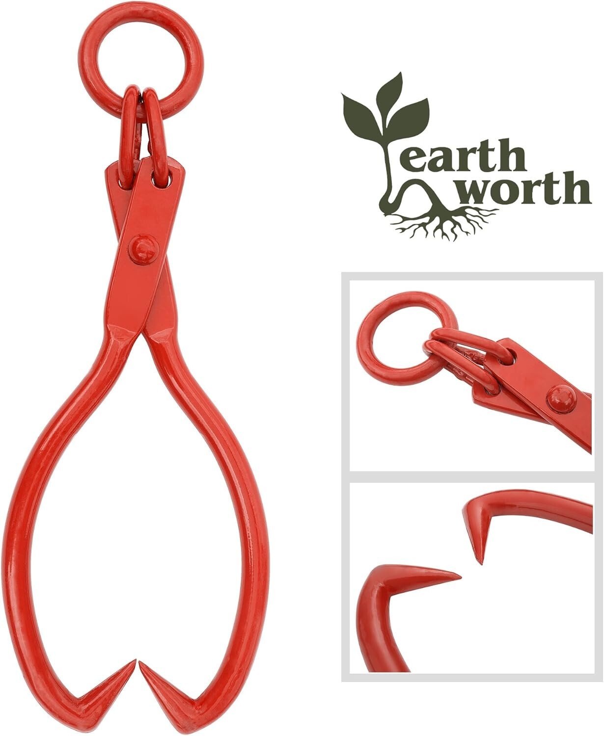 Bright Red 25-Inch Log Skidding Tongs with O-Ring - Ideal for Timber Transport