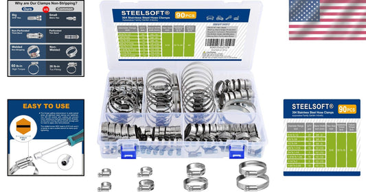 Corrosion-Resistant Adjustable Hose Clamps Set - Heavy Duty 90PC Kit 5/16-2-3/8"
