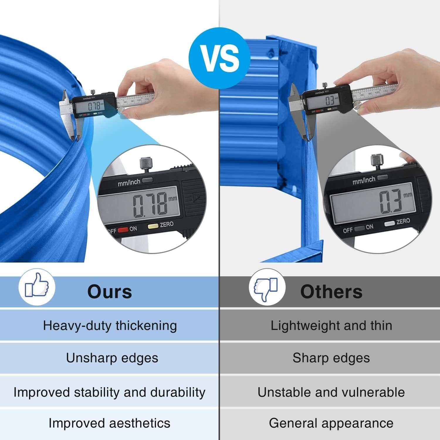 Elegant Galvanized Metal Raised Garden Bed with Open Base Design, Blue Finish