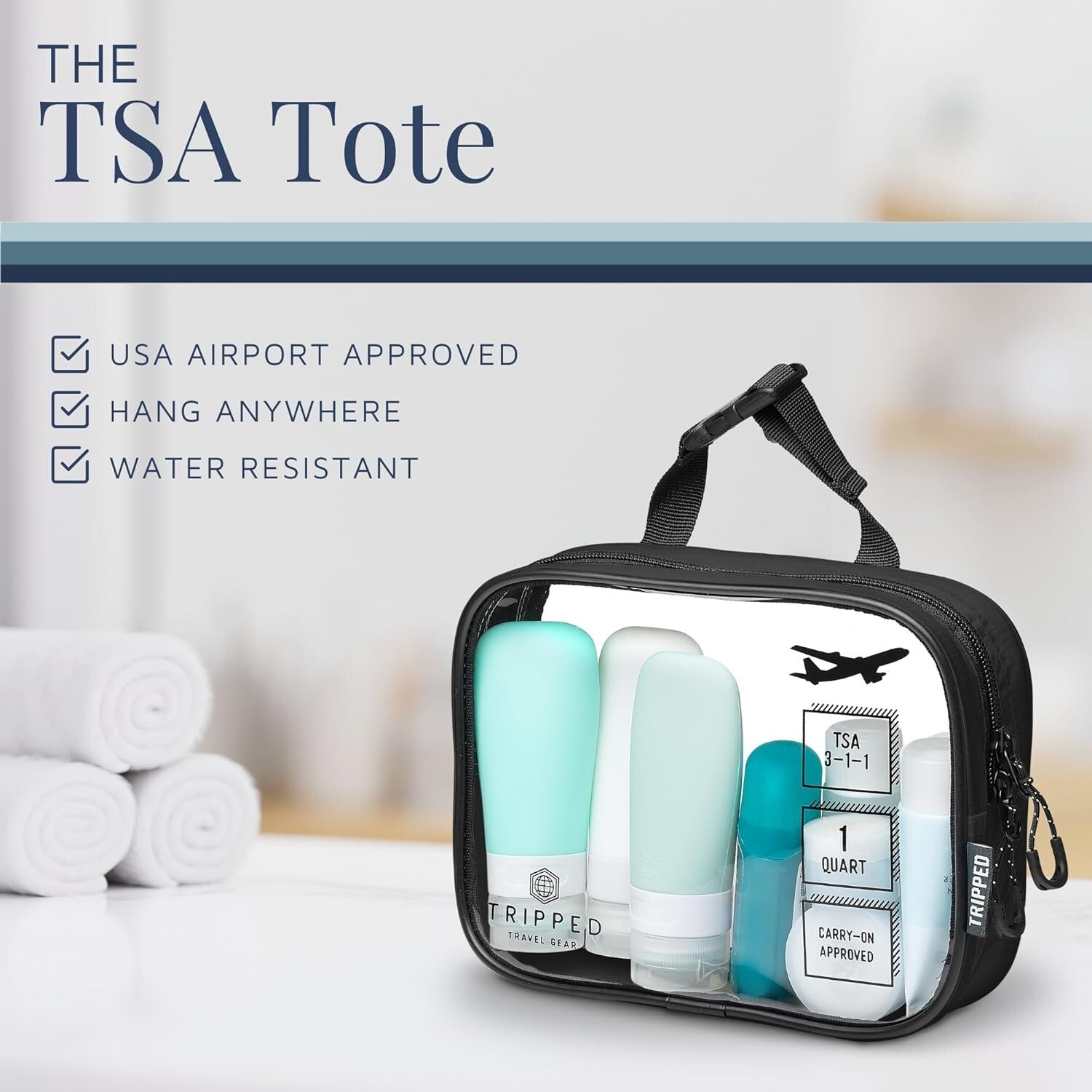 Customizable Hanging Toiletry Bag Set with Clear TSA Bags - Perfect for Travel