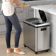 Load image into Gallery viewer, Stainless Steel 16 Gallon Motion Sensor Trash &amp; Recycling Bin - Silver