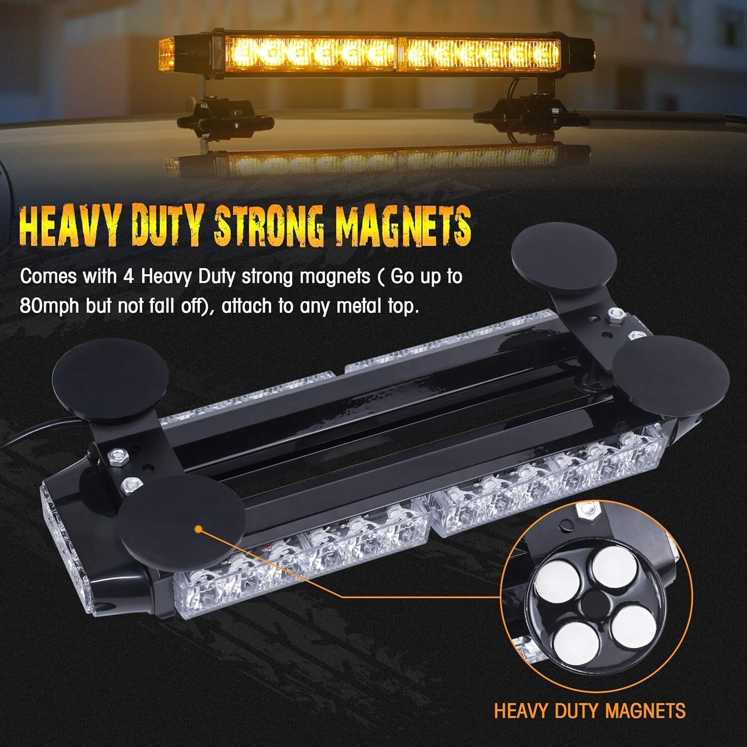 Weatherproof Magnetic Base LED Strobe Light - 30 LEDs for Enhanced Visibility