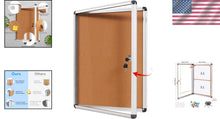 Load image into Gallery viewer, Compact Lockable Cork Board for Offices &amp; Schools - 20"x14" Display Case
