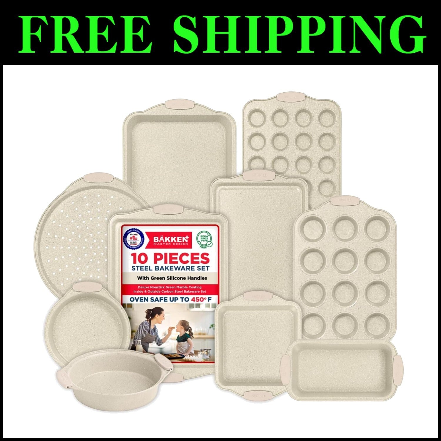 Durable Nonstick Baking Pans - 10-Piece Set for Kitchen and Restaurant Use
