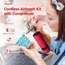 Load image into Gallery viewer, Portable Dual-Action Cordless Airbrush Kit - 32 PSI Compressor and Hose Set