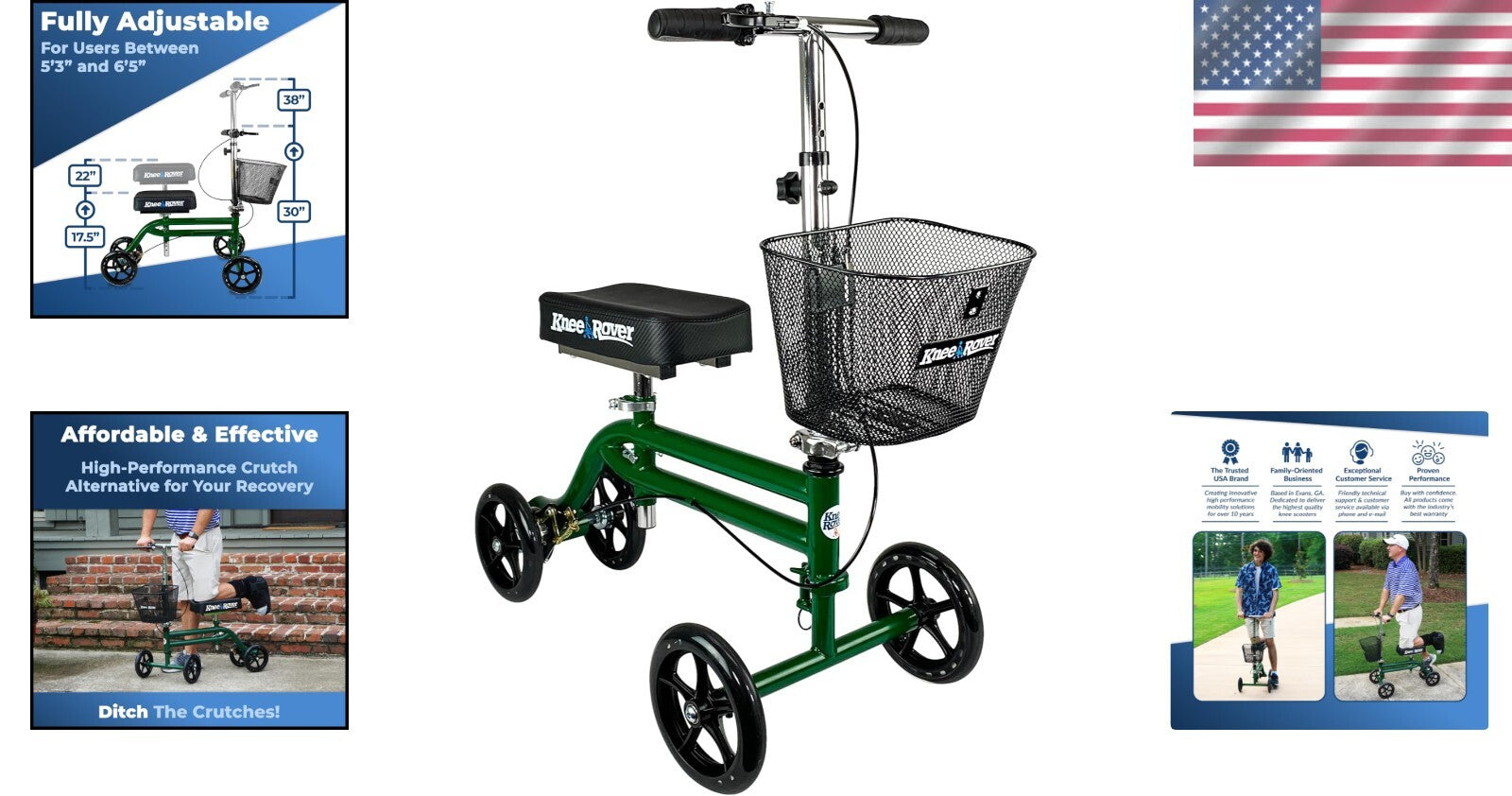 Foldable Knee Rover Scooter for Foot Surgery - Comfort & Control with Basket