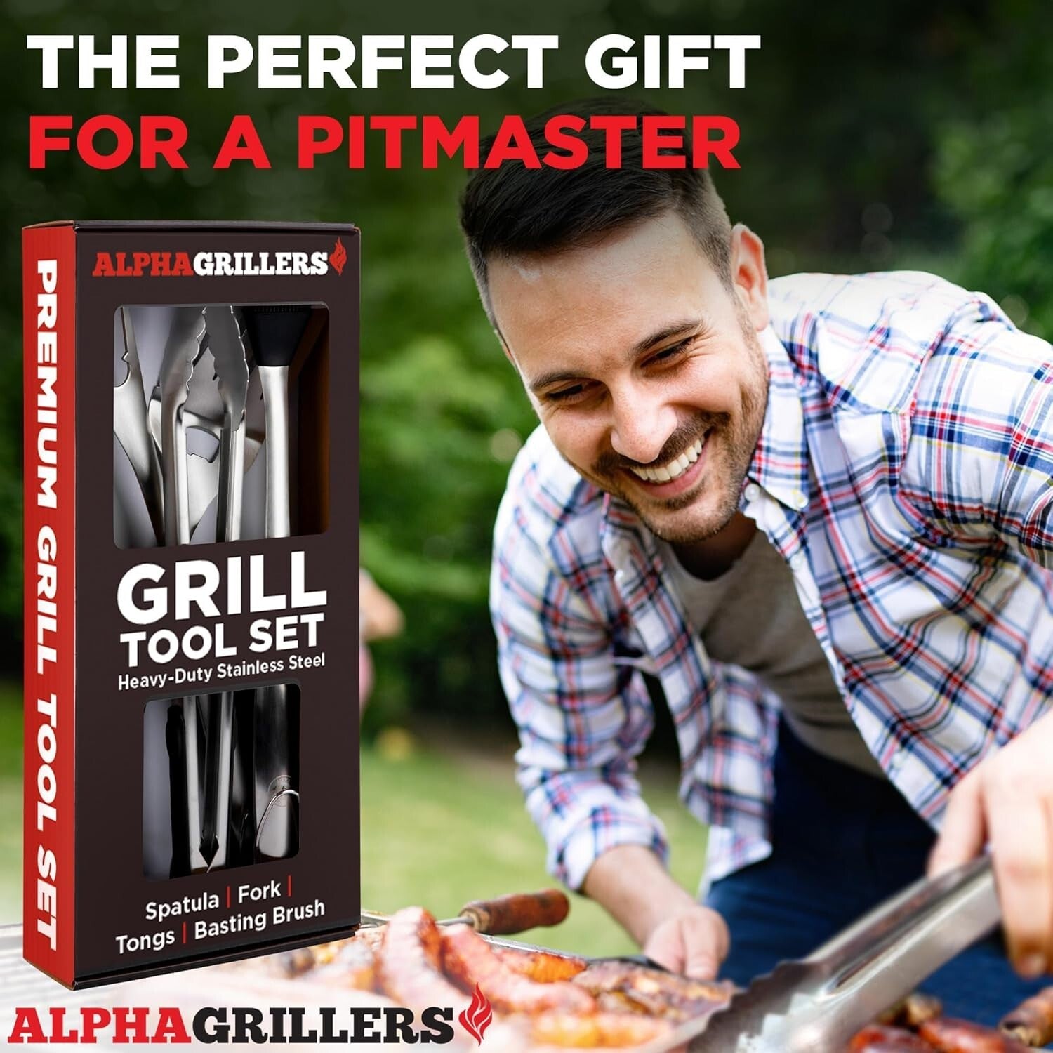 Durable Stainless Steel BBQ Grilling Set - Perfect Gift for Men & Grill Lovers
