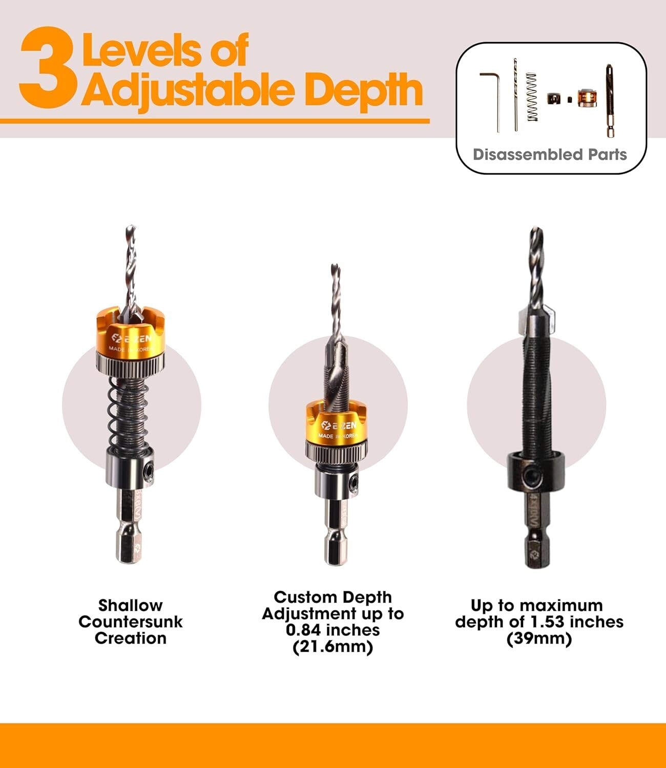 Adjustable Depth Countersink Drill Bit - Self-Adjusting, Tungsten Carbide, 1/8"