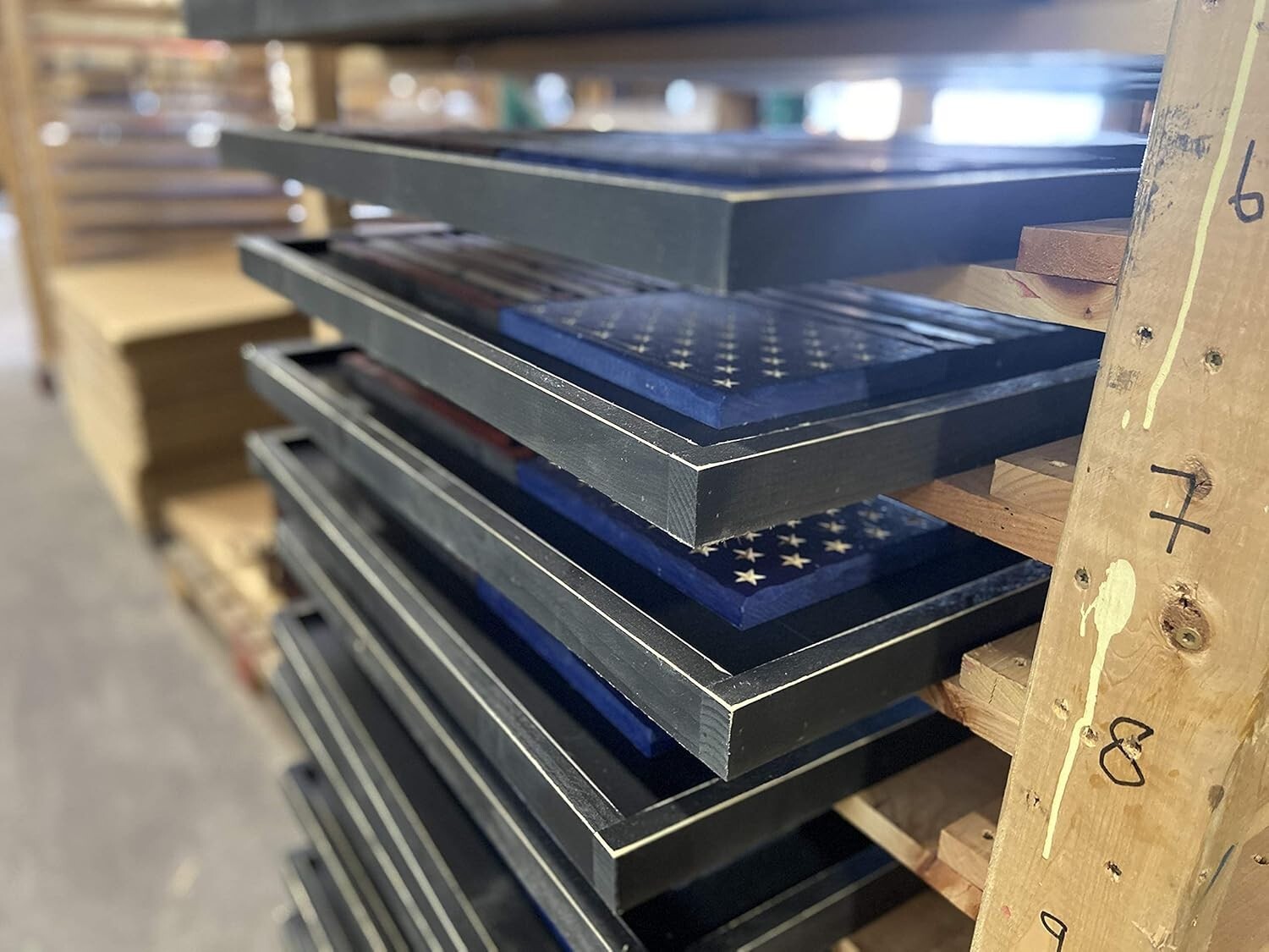 Rustic American Flag Coin Display - Holds 25 Military Coins, 15.25" H x 23.5" W