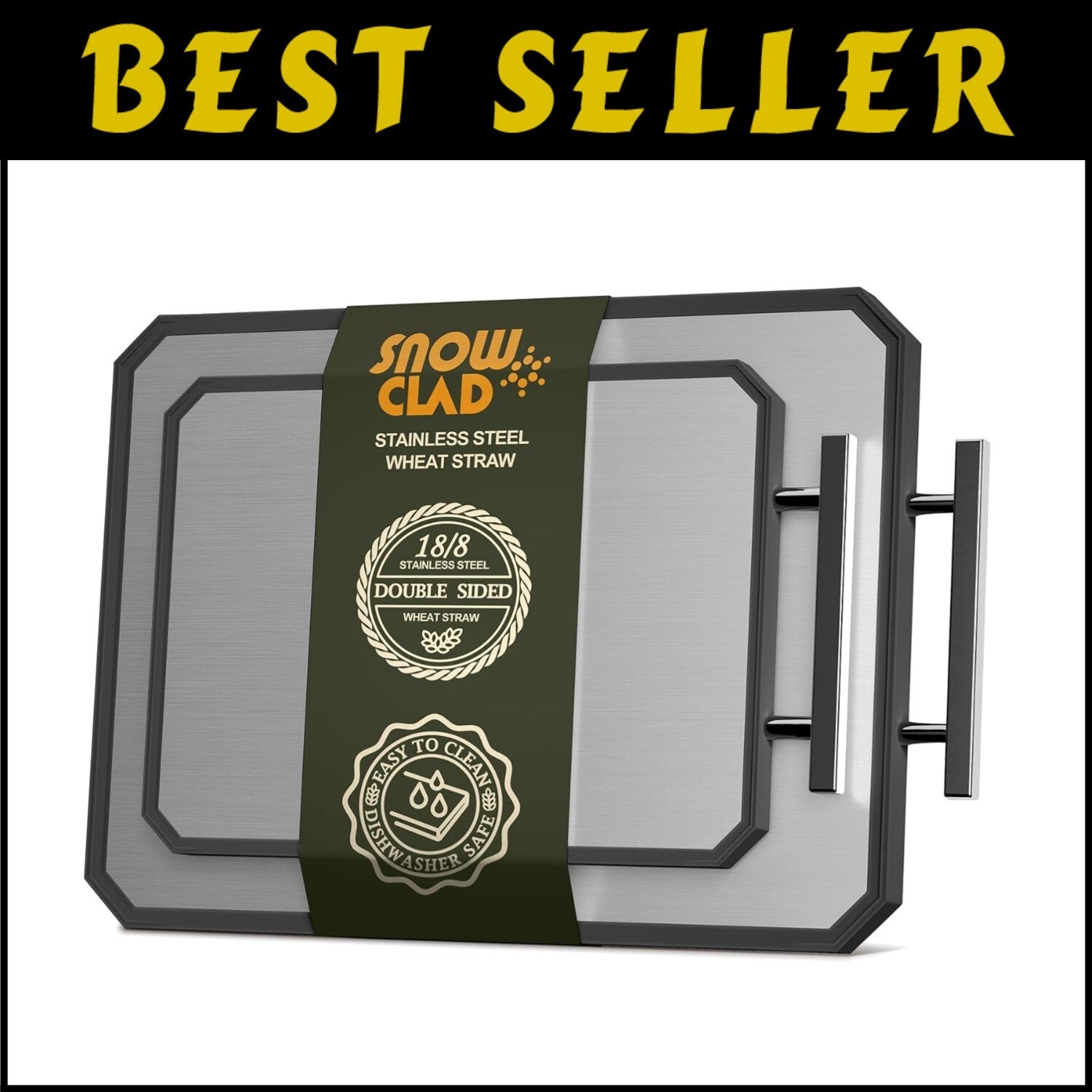 Stylish Double-Sided Cutting Board - Stainless Steel 16" x 11" with Juice Groove