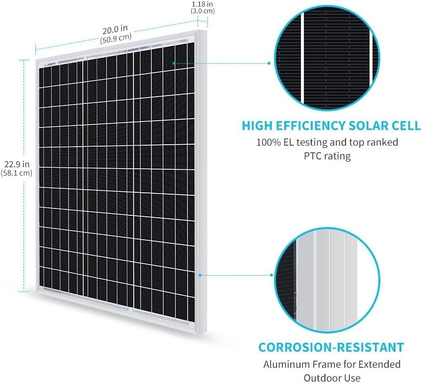 50 Watt Monocrystalline Solar Panel - Compact & Lightweight for Off-Grid Power