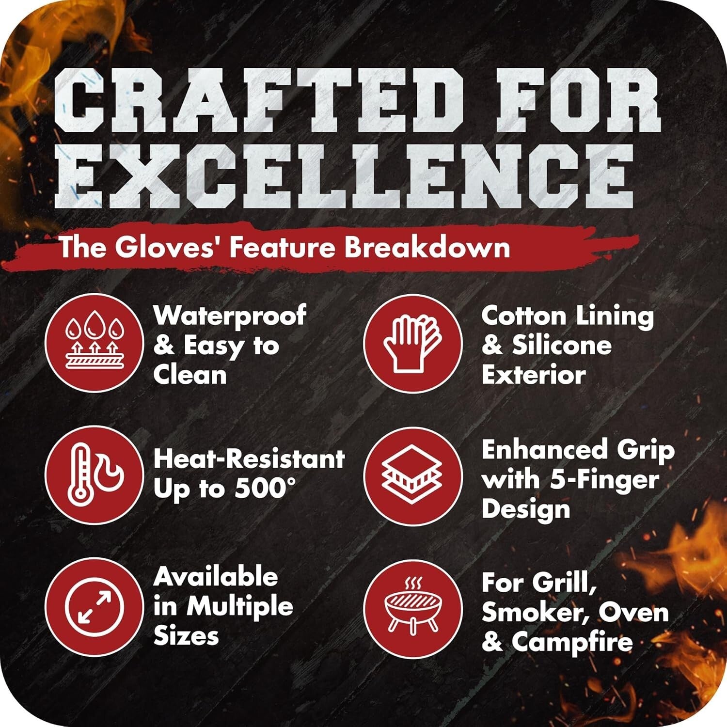 XL Heat Resistant Silicone BBQ Gloves - 12" Grilling Mitts with Recipe Bonuses