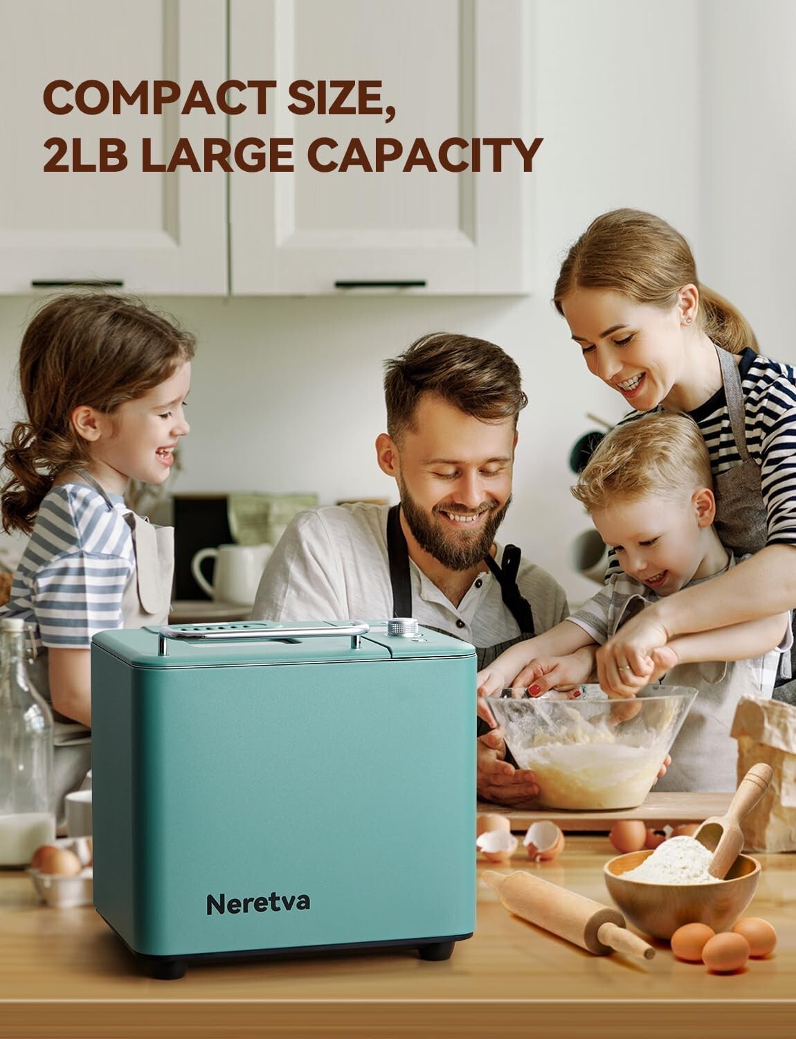 Compact All-Metal Bread Maker - 550W Dual Heaters for Perfect Homemade Bread