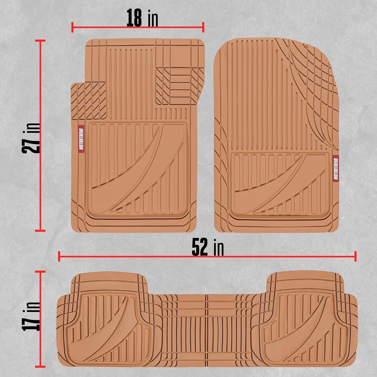 FlexTough Advanced Heavy Duty Beige Rubber Car & SUV Floor Mats Full Set