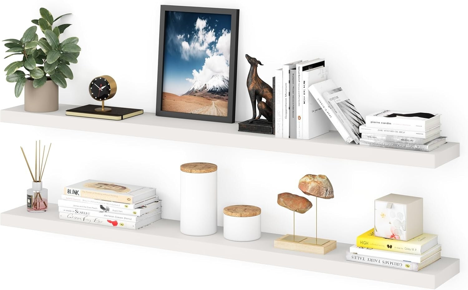 Versatile 60" Wall-Mounted Floating Shelves Set of 2 - Invisible Support Design