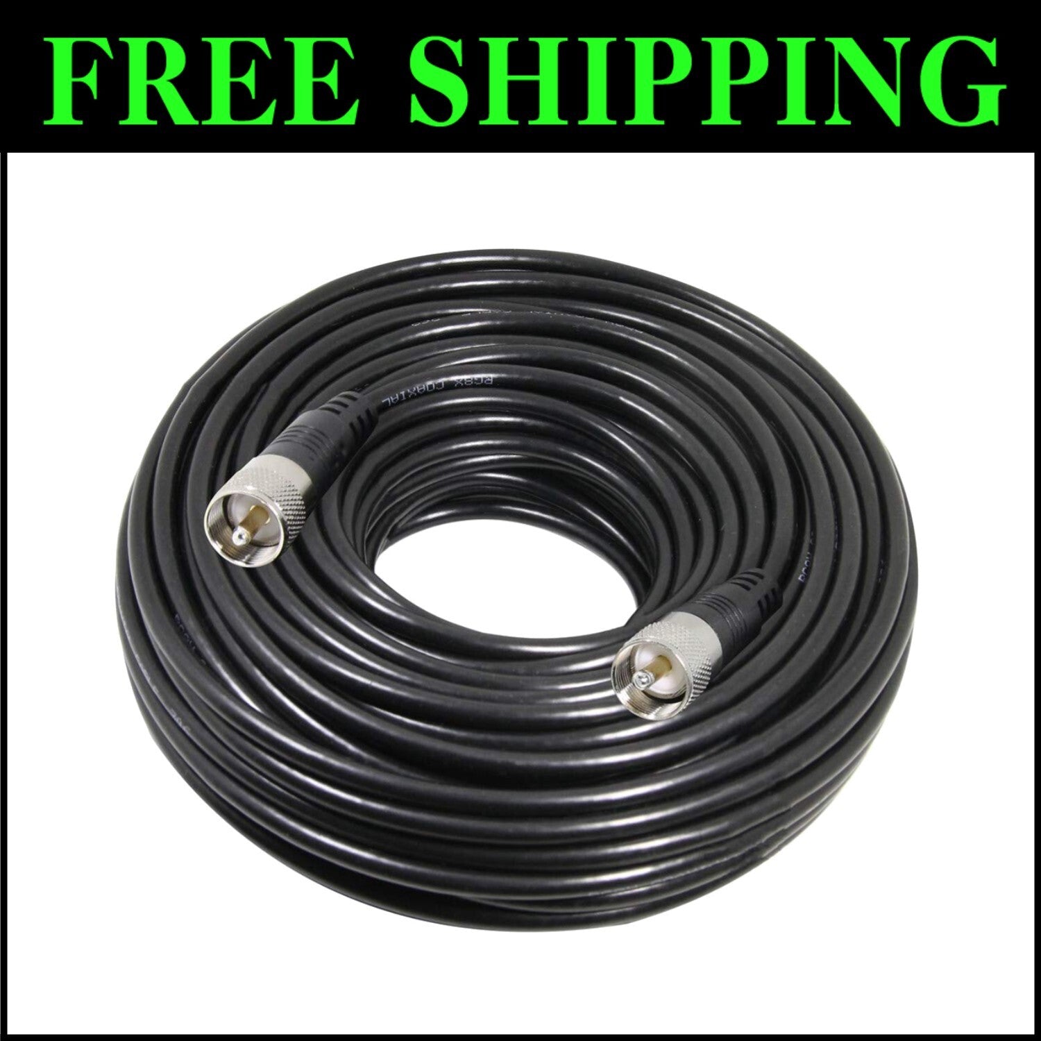 100 ft RG8X Low Loss Coaxial Cable with UHF PL259 Male Connectors for HAM Radio