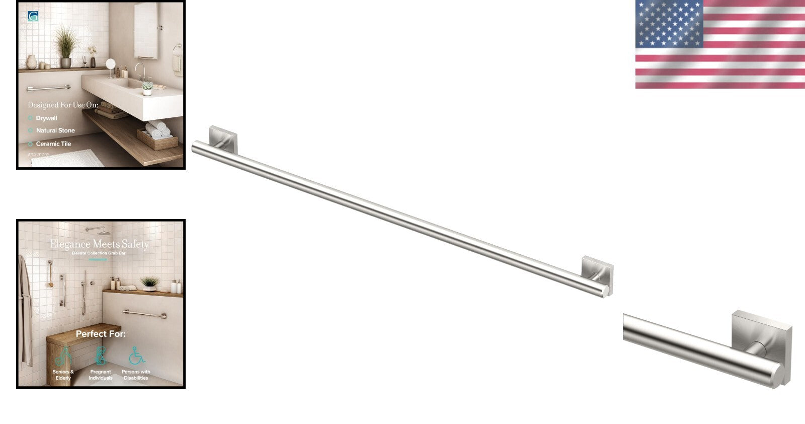 Transitional 42-Inch Stainless Steel Grab Bar for Bathroom Safety & Style
