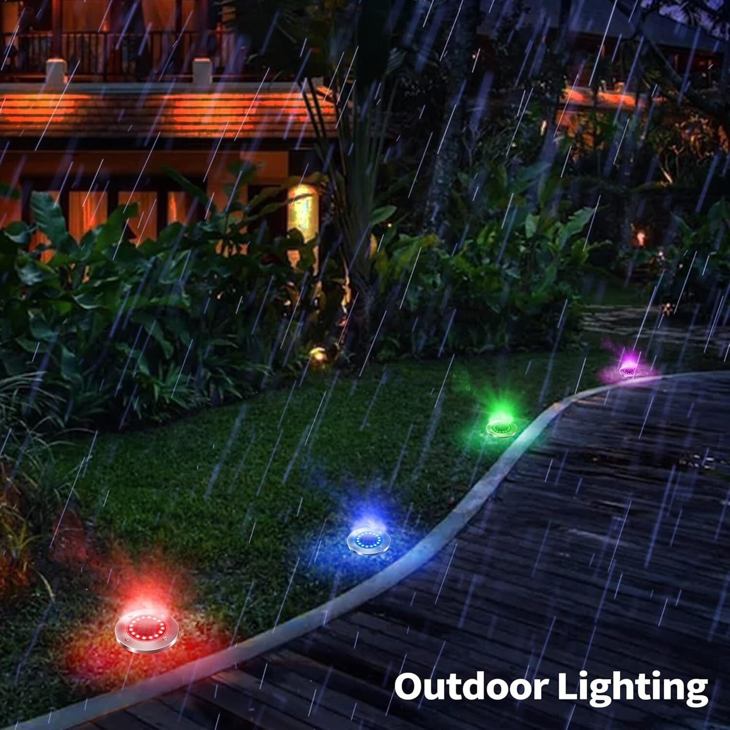 Brighten Your Garden with 12 LED Solar Disk Lights - Waterproof & Color Changing