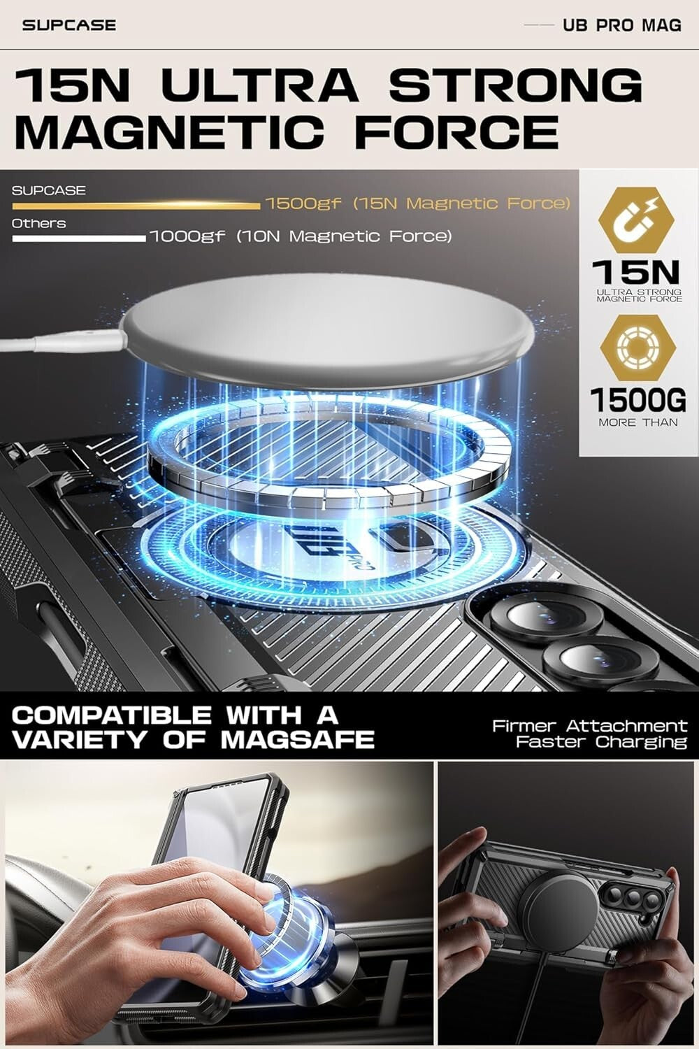 Shockproof Z Fold 6 Case with Built-in Ring Stand & Military Protection Features