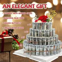 Load image into Gallery viewer, Premium Money Flower Cake GiftBox with Artificial Roses - 4 Tier Celebration