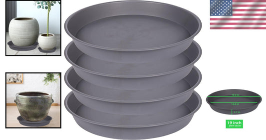 Deep 19" Plant Saucers - 4 Pack of Matte Finish Drip Trays for Garden & Home