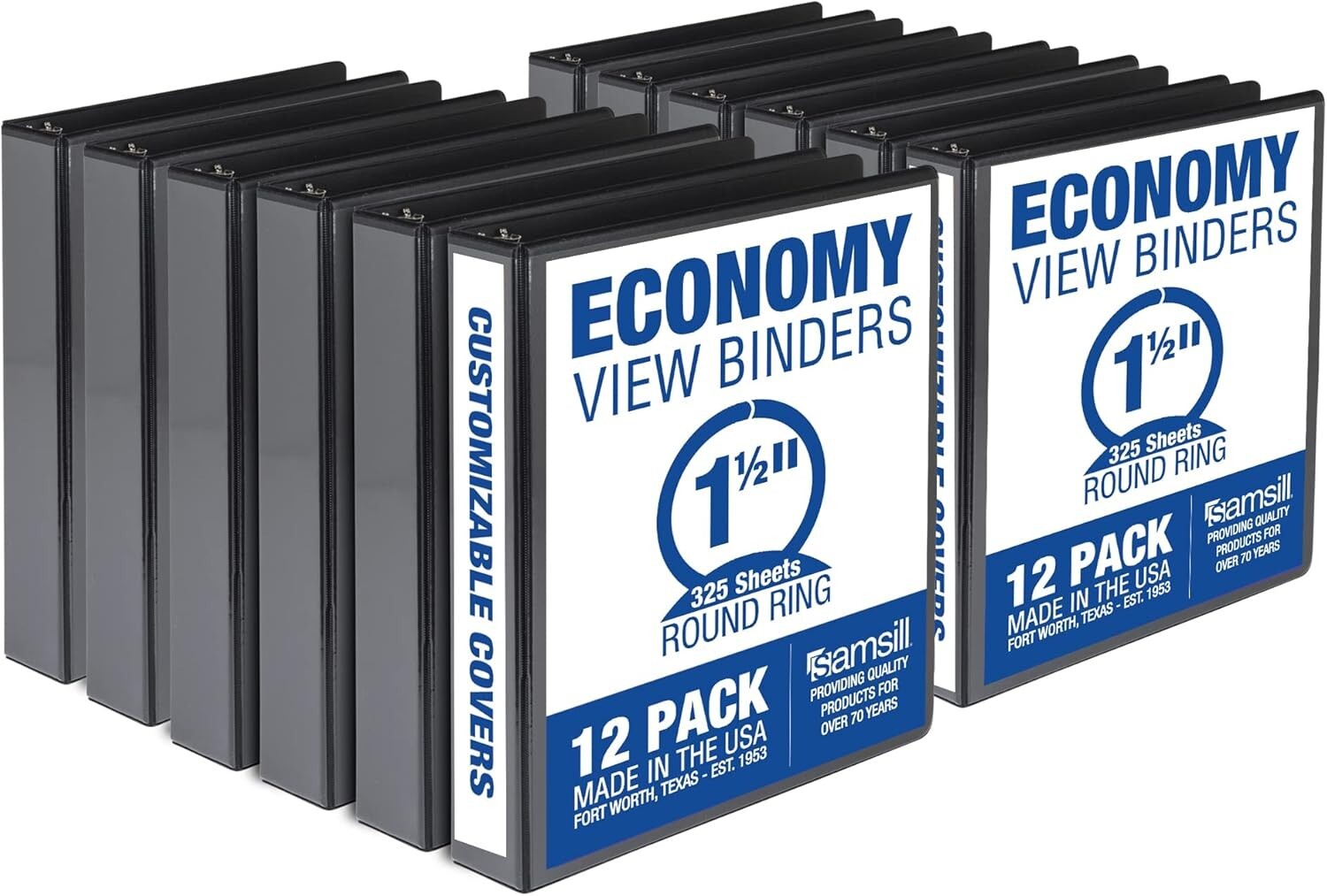12-Pack 1.5 Inch 3-Ring Binders with Clear View Cover - Organize with Style