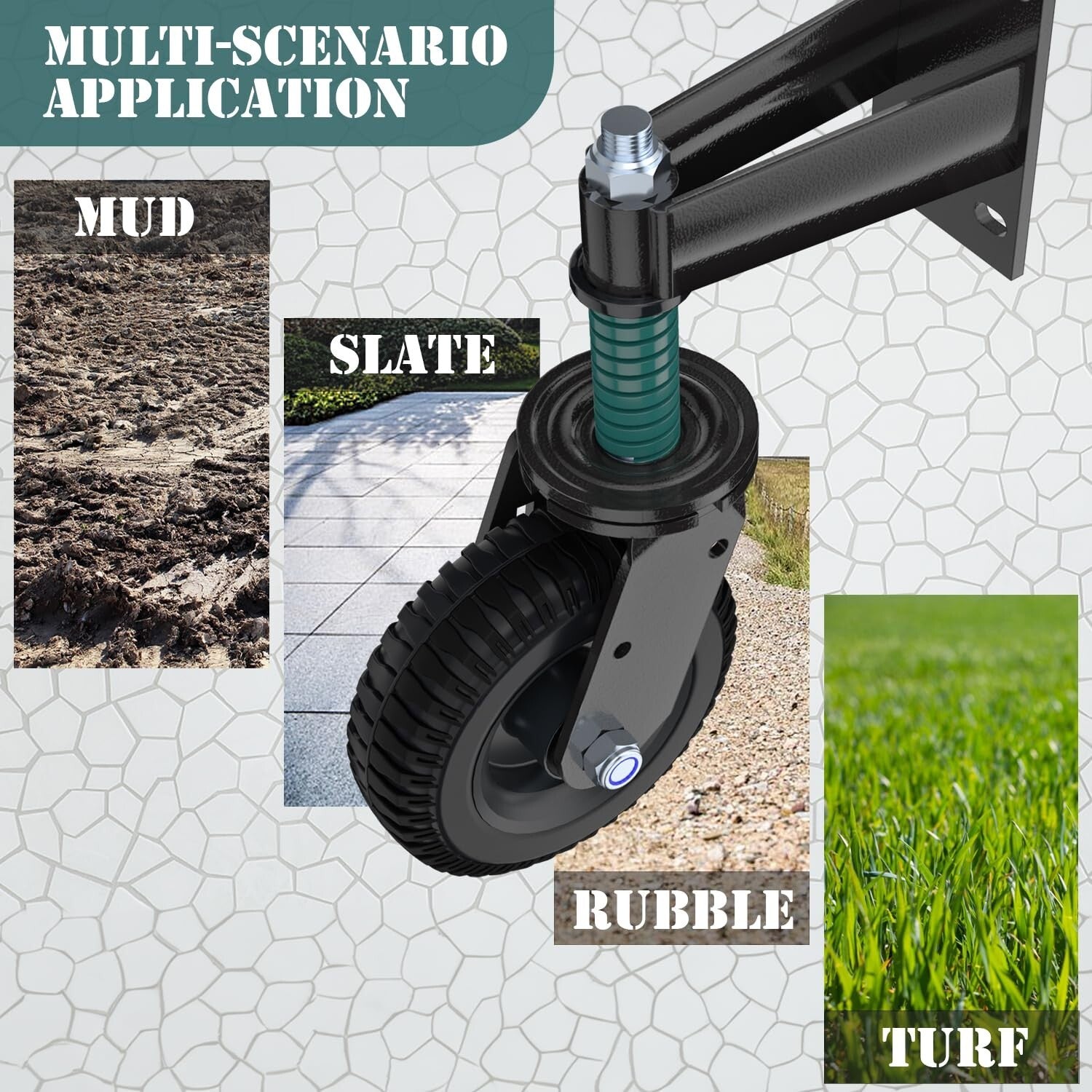 Durable Rubber Caster Wheels for Gates - 6-Inch, 500lb Load Capacity (2-Pack)