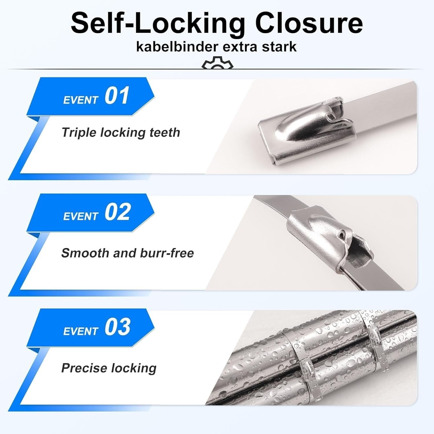 Durable 1000 pcs Self-Locking Metal Zip Ties, 11.8 Inches for Versatile Bundling