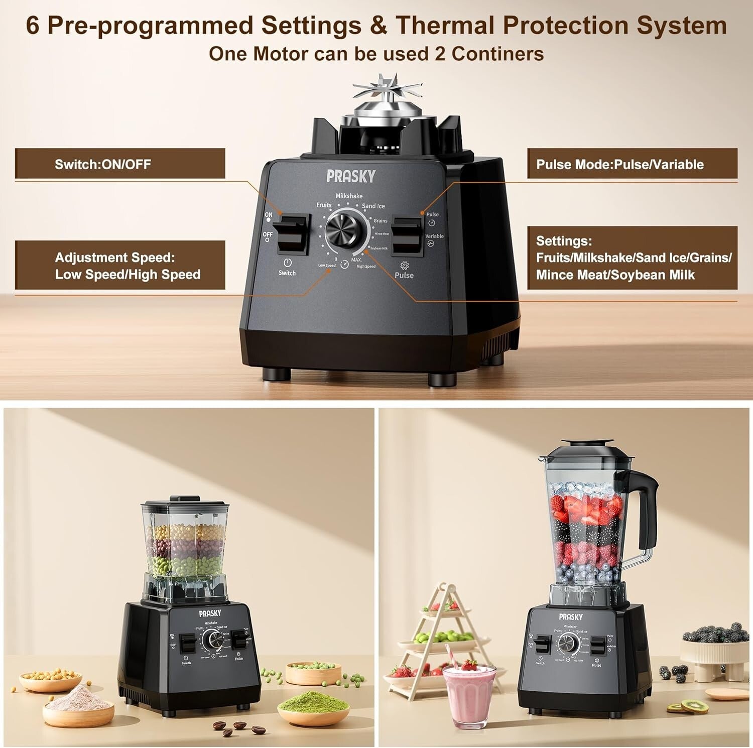 High-Performance Blender, 25000 RPM with Variable Speeds & BPA-Free Container