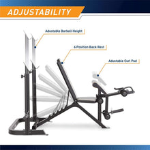 Load image into Gallery viewer, Olympic Weight Bench with Adjustable Back Pad &amp; Storage for Strength Training
