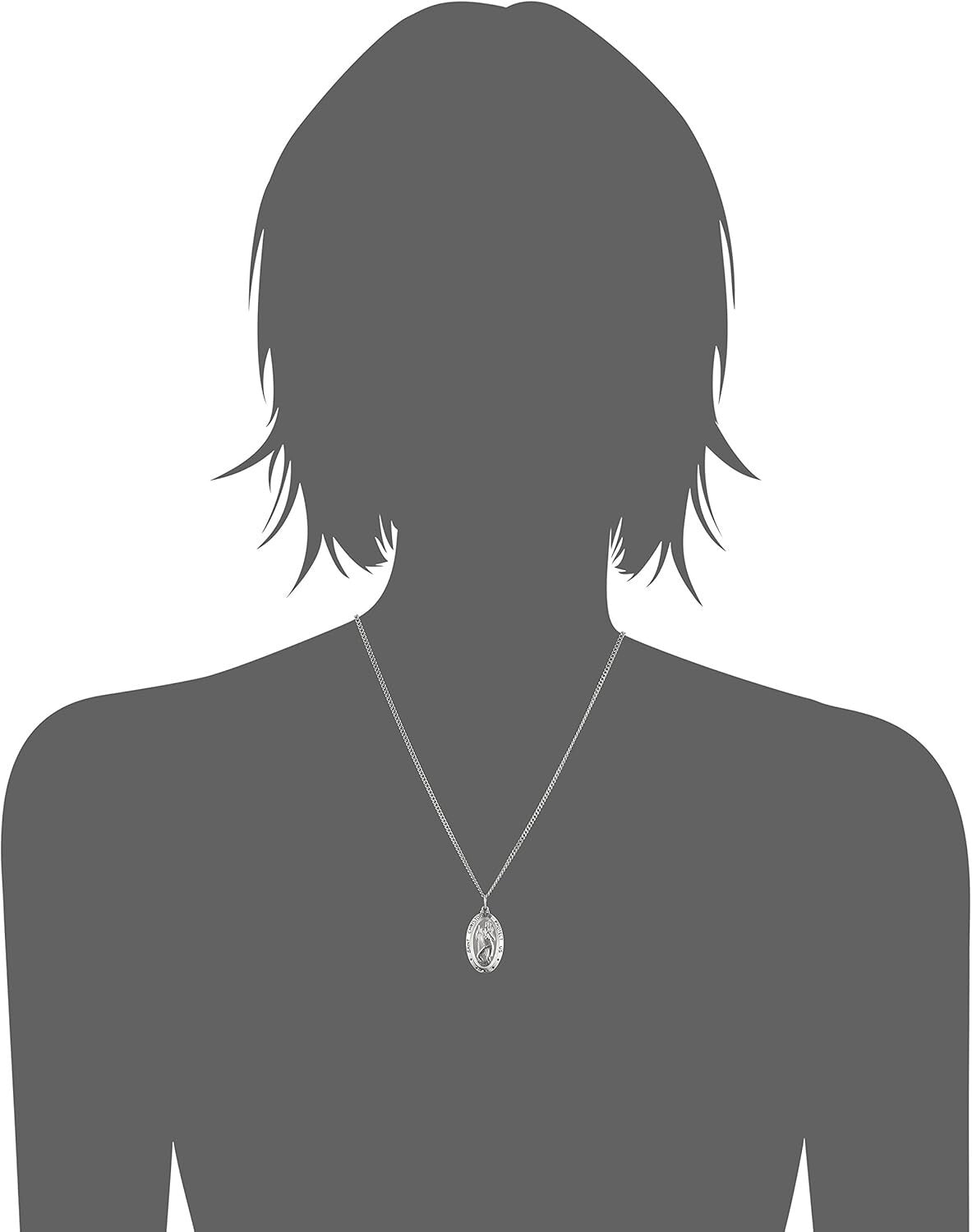 Elegant Saint Christopher Pendant Necklace in Sterling Silver - 20" Curb Chain