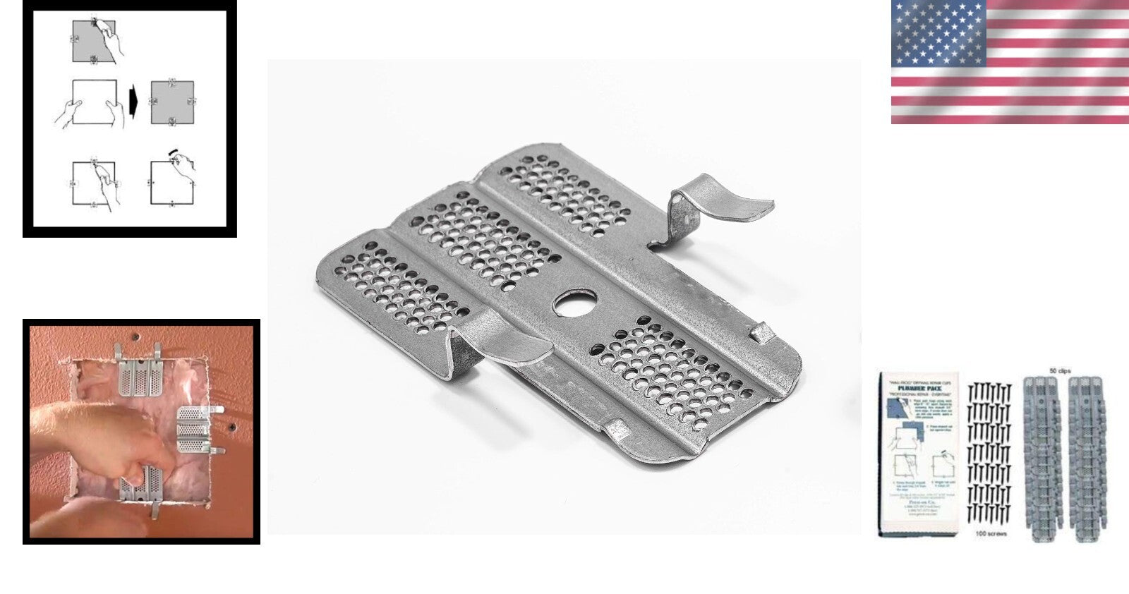 Fire-Resistant Insta-Back Drywall Clips - 50 Fasteners & 100 Screws for Easy Use