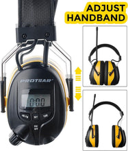 Load image into Gallery viewer, AM/FM Radio Earmuffs with 25dB Noise Reduction and Digital Display for Comfort