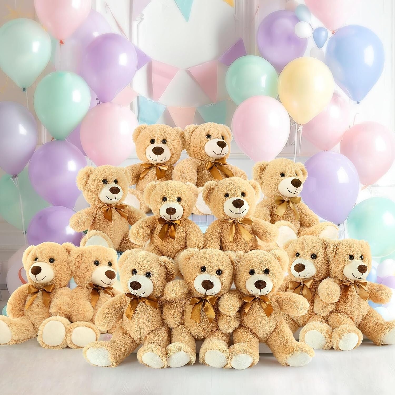 Adorable 13Pcs Bulk Soft Teddy Bears - Perfect for Celebrations & Events